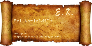 Erl Koriolán névjegykártya
